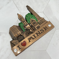 Fabricant de modèles personnalisés Souvenirs de tourisme Aimant magnétique I Love Minsk en métal émaillé pour réfrigérateur