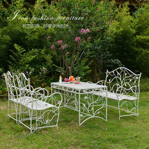 (Offre Spéciale) Ensemble <span class=keywords><strong>Table</strong></span> et Chaises <span class=keywords><strong>de</strong></span> <span class=keywords><strong>Jardin</strong></span> Rectangulaire Moderne en Fer Forgé pour Cour, Balcon, Extérieur – Simple ou Double - Product Image 3