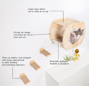Tevredenheidsgarantie voor binnenhuis houten kattenklimwand, wandgemonteerd kattenrek, meubilair - Product Image 5