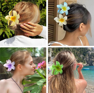 Pinza para el Cabello de Plástico con Plumeria al por Mayor para Mujeres y Niñas, Accesorio para Uso Diario para Sujetar Coletas Altas/Bajas - Product Image 3