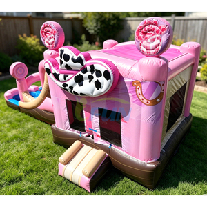 Tobogán Acuático Inflable <span class=keywords><strong>con</strong></span> Forma de Sombrero de Vaquero Rosa, Castillo Hinchable Desmontable <span class=keywords><strong>con</strong></span> <span class=keywords><strong>Piscina</strong></span> de PVC, <span class=keywords><strong>Casa</strong></span> de Brinco Rosa Inflable para <span class=keywords><strong>Eventos</strong></span> Infantiles - Product Image 3