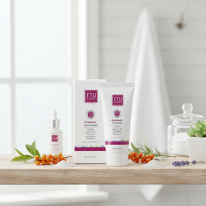 Crema Facial Hidratante y Calmante Postbiótica TTO Clinic para Mujeres, Apoyo a la Barrera Cutánea, Aceite de Árbol de Té, Aceite de Espino Amarillo, Glutatión - Product Image 3