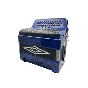 Acordeón SEASOUND de 34 Botones, 12 Bajos, 3 Registros, Cuerpo de Celuloide Azul, Rejilla Negra, Botones Negros, Acordeón Diatónico JB3412C - Product Image 5