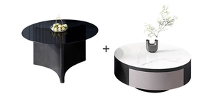 Juego de Mesa de Centro de Madera Maciza de Diseño Moderno y Lujoso con Vidrio Templado, Mueble para Sala de Estar, Venta al Por Mayor - Product Image 4