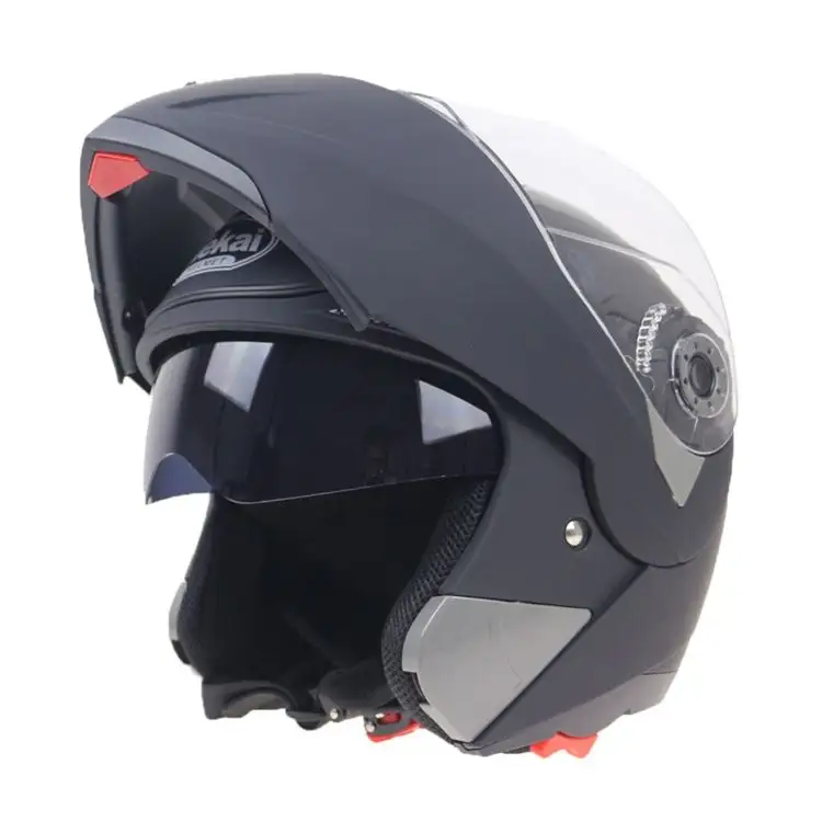 Meilleures Ventes Casque de Moto Rabattable avec Pare-Soleil Intérieur Double Lentille DOT ECE Casque de Moto