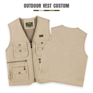 Gilet Cargo utilitaire sans manches coupe-vent en coton pour hommes de haute qualité Logo personnalisé Streetwear multi-poches bouton respirant été - Product Image 5