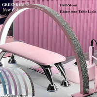 Lampe à LED pour ongles en gros avec impression de logo gratuite, lampe de table demi-lune, strass rose et blanc, lampe de bureau pour salon de manucure 40W, lampe à ongles demi-lune