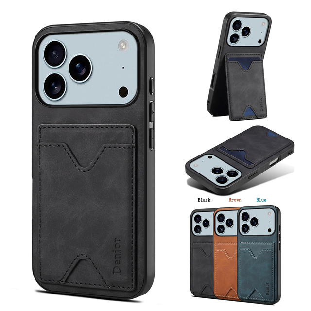 Denior ODM Vintage PU Leather Wallet Phone Case with Kickstand and Shockproof Customizable Compatible with Apple 18/17/16 Series