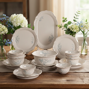 Quality Choice Porcelain <b>Dinnerware</b> Sets Vintage Style Wholesale Ceramic Tableware Dishwasher Safe Eco-Friendly Portable - Product Image 2