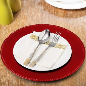 Assiettes de présentation rouges en plastique 13 pouces Assiettes de table rondes en plastique pour mariage de Noël pour événement - Product Image 2