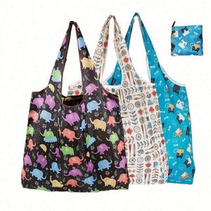 Sac de courses réutilisable écologique en polyester Ripstop 190T, grand sac fourre-tout pliable pour les courses - Product Image 1