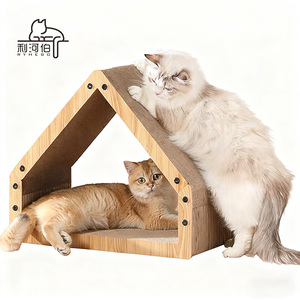 Arranhador de Gato Personalizado em Forma de Cabana de Madeira, Tipo Duplo Lado, para Gatinhos, Placa de Arranhar em Sisal para Treinamento e Afiação de Unhas - Product Image 1