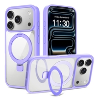 Étui magnétique pour iPhone 18 Pro Max et iPhone 17 Pro avec support, sensation peau d'abeille, transparent, deux-en-un, anti-chute -16