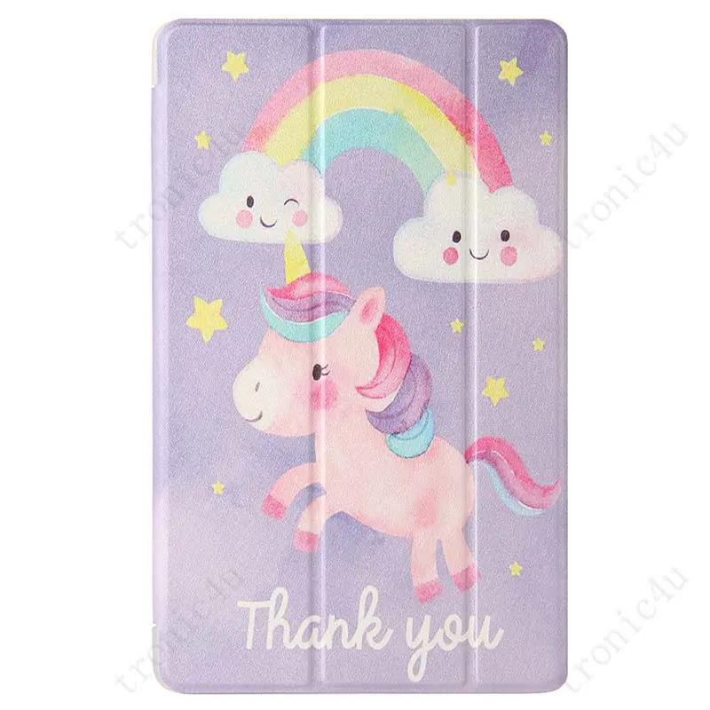 Ultra Slim Cute Unicorn Case For Samsung Galaxy Tab A 10.1 2019 SM-T510 SM-T515 Stand Foldable Transparent Back Cover