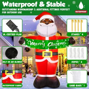 7 piedi di natale gonfiabili decorazioni per esterni babbo natale nero con luce a LED incorporata Blow-Up natalizio - Product Image 3