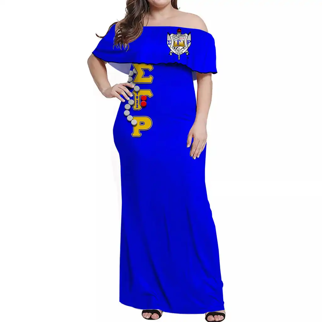 Dropshipping Sigma Gamma Rho Sorority Blue One Shoulder Dress For Women Custom African Evening Dress Bulk Elegant Casual Dresses