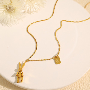 สร้อยคอไทเทเนียมรูปกระต่ายกลไก สร้อยคอทองคำสำหรับผู้หญิง สร้อยคล้องเสื้อไหมพรม  คอลเลคชั่นฤดูใบไม้ผลิ/ฤดูใบไม้ร่วง ปี 2025 - Product Image 3