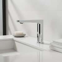Robinet de lavabo automatique sans contact en acier inoxydable 304, finition chromée, design moderne, pour salle de bain et hôtel, économie d'eau, céramique