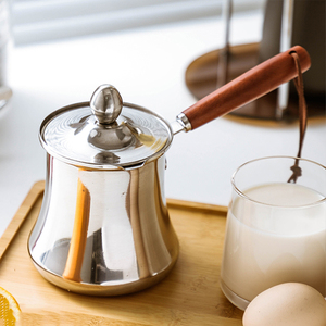 Ahşap Saplı Paslanmaz Çelik Türk Kahvesi Cezvesi, Arapça Yunan Moka Kahvesi Çay Sütü Demleme İçin - Product Image 5