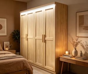 Armario Moderno Escandinavo de Madera Maciza Duradera con Puertas Abatibles, Independiente y Multiusos para Dormitorio - Product Image 4
