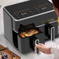 Appareil de cuisine à double zone de cuisson, friteuse à air à double panier, moins d'huile, avec affichage visuel