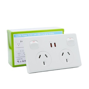 SAA trắng + màu đen đôi GPO Power Point chuyển đổi tường ổ cắm SAA kép USB PowerPoint cửa hàng với Type-C 3.6A đầu ra USB - Product Image 2