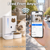 Distributeur automatique de nourriture pour animaux de compagnie 2 en 1 avec distributeur d'eau, nourrisseur intelligent WiFi 5G avec caméra vision nocturne audio bidirectionnel, programmable pour chats et chiens