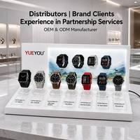 Support d'affichage de montres en acrylique personnalisé OEM avec panneau arrière LED, plaque d'étiquetage séparée, logo personnalisé pour l'affichage en magasin de détail