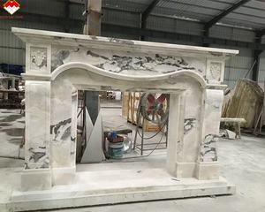 Nouvelle conception de <span class=keywords><strong>cheminée</strong></span> autoportante moderne en marbre blanc Fendy pour intérieur, avec cadre sculpté en marbre Picasso pour la décoration - Product Image 2