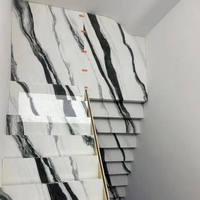 Marches et contremarches d'escalier en marbre naturel blanc Panda pour escaliers droits intérieurs - Vente en gros