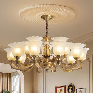 Lámpara de Araña de Cobre Estilo Americano Vintage Francés Retro para Sala de Estar, Nueva Decoración de Hogar de Alta Gama 2025 para Dormitorio y Estudio Zhongshan - Product Image 2