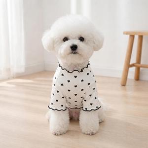 Chemise à manches longues extensible à volants et imprimé cœur pour Chihuahua Schnauzer <span class=keywords><strong>Shih</strong></span> <span class=keywords><strong>Tzu</strong></span> Yorkie - Product Image 2