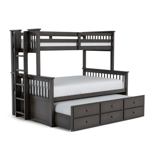 Lit superposé standard en bois massif 3 couleurs à 3 tiroirs avec lit gigogne et échelle latérale durable Lit pour enfants à deux couches pour enfants - Product Image 2