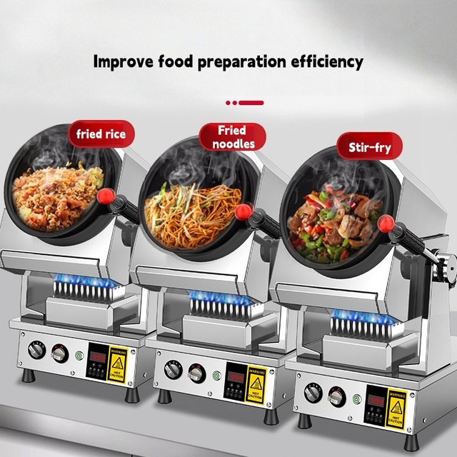 Industrial Electric Stir Fry Machine 5000W Auto Cooking Robot Drum Wok for Fried Rice Restaurant Equipment