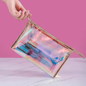 THK Hot Sale Custom Your Own Logo Makeup Laser Pvc Cosmetic <b>Bag</b> Holographic Zipper Custom Logo <b>clear</b> <b>Bag</b> Print - Product Image 4