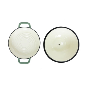 Four à pain en fonte émaillée vert sauge pastel, pot à pain vapeur bombé avec deux poignées - Product Image 5