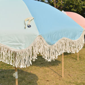 Parasol de <span class=keywords><strong>plage</strong></span> bohème premium à franges - Bloc de couleurs macaron personnalisable avec logo pour équipements hôteliers de marque - Product Image 2