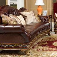 Meubles de salon de luxe, ensemble de canapé confortable en cuir véritable de couleur marron chocolat