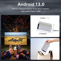 Mini projecteur LED 4K Home Cinéma avec Wi-Fi et Bluetooth, projecteur vidéo de qualité supérieure, projecteur portable Android 4K pour téléphone