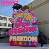 Magasin de crème glacée Promotion décoration lettre gonflable panneau d'affichage lettres colorées mur gonflable personnalisé mur gonflable