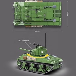 100081 726 pièces <span class=keywords><strong>Char</strong></span> <span class=keywords><strong>Sherman</strong></span> M4A1 Soldat Américain Arme Modèle Classique Blocs de Construction Briques Jouets pour Enfants - Product Image 4