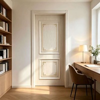 Porte en bois MDF avec finition laquée en grain de bois blanc, isolation acoustique, portes intérieures pour hôpital, école, chambre