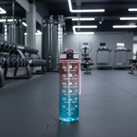 Bouteille d'eau de sport sans BPA de 32 oz (1 L) avec marqueur de temps, paille à boire directe, filtre à tamis pour la salle de sport et le fitness