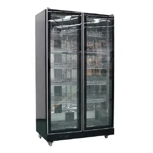 Refrigerador vertical de 2 puertas de cristal para bebidas, gran oferta de supermercado