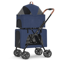 Haute capacité 2 en 1 transporteur détachable Double poussette pour animaux de compagnie avec laisse de sécurité