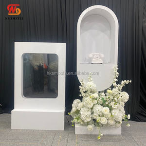 SMOOTH Wedding Phone <b>Booth</b> with White LED Light Beige Audio Guestbook Stand White Telephone <b>Booth</b> for Wedding Decoration - Product Image 5