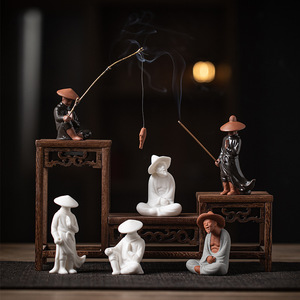 Wuyang style ancien Zen céramique Jianghu vieux chiffres de pêche petite décoration aquarium rocaille paysage landsca - Product Image 2