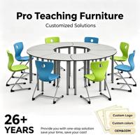 Table et chaise de classe ergonomiques, combinables, sièges en PP, coque en plastique, pieds en métal, cadre gris, pour salle d'étude en groupe