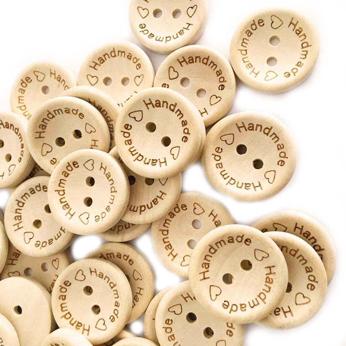 100 Stück 15mm/20mm/25mm mit 2 Löchern Knöpfe mit Liebe Round Craft Decor Buttons DIY Alphabet Holz