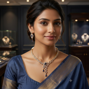 Nouvel ensemble collier et boucles d'oreilles plaqué or avec cristaux et strass, motif floral, bijoux de mariage, style classique pour femme - Product Image 3